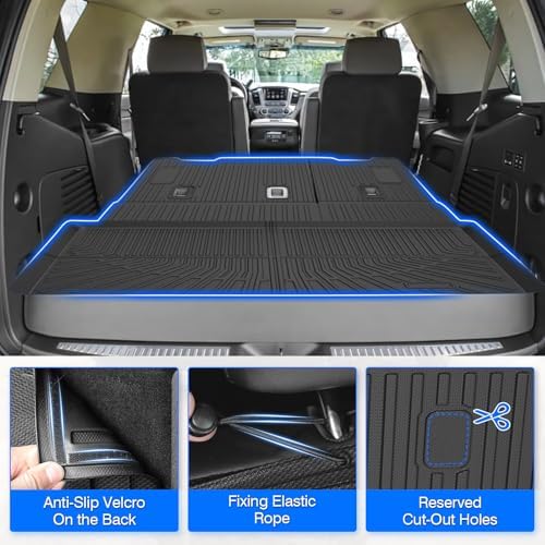Floor Mats for 2015-2020 Chevy/Chevrolet Suburban & GMC Yukon XL 7 Seats, All Weather Cargo Liner for Suburban Accessories, Heavy Duty TPE Cargo Mats, Car Accessories - Image 5