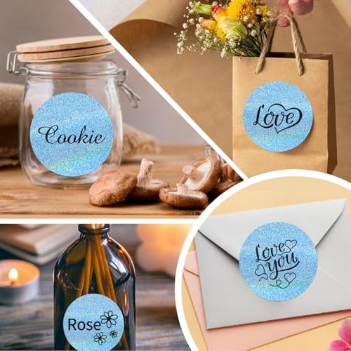 3 Inch Holographic Thermal Labels,Round Thermal Printer Labels,Waterproof Thermal Printer Stickers for DIY Logo Design,Name Tag,QR Code,Thanks Card 150 Labels/Roll (Blue dots) - Image 6