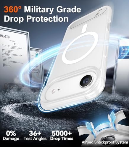 Temdan Designed for iPhone Air Case, [Built-in Invisible Kickstand][Compatible with MagSafe][Military Grade Shockproof] Slim Translucent Matte Phone Case 6.5 inch (Clear Matte) - Image 5