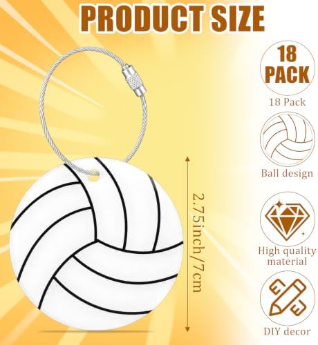 19 Pcs Volleyball Luggage Tags, Volleyball Party Favors Suitcase Labels with Pen, Metal Ring Name ID Card and DIY Pocket for Sports Team Travel Baggage Identifiers for Men Women - Image 2