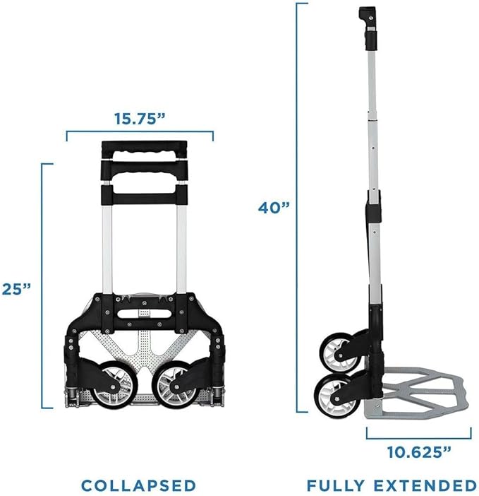 Mount-It! Folding Hand Truck and Personal Dolly, Foldable Aluminum Trolley Cart - Image 8