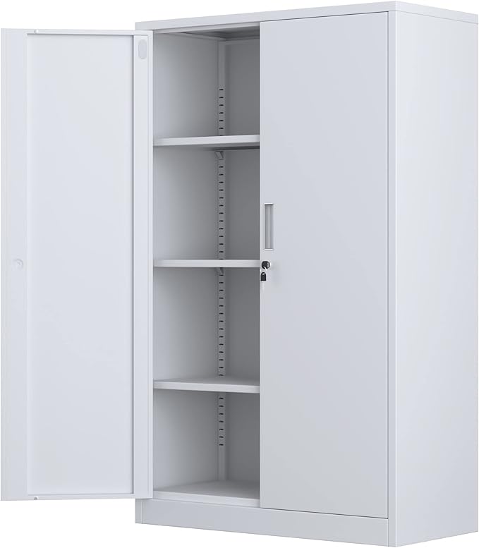 Metal Storage Cabinet with Locking Doors and 3 Adjustable Shelves, 53.5-Inch by JINGLEFURNITURE