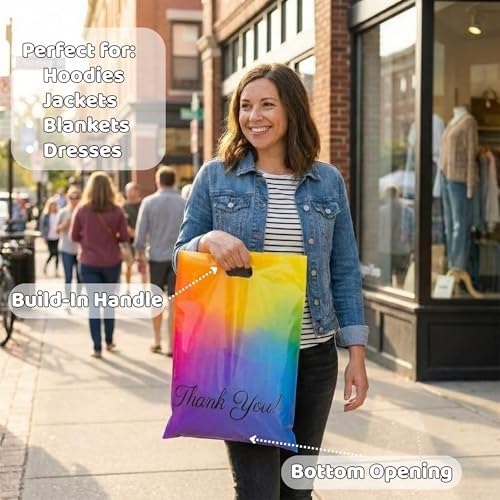Donyson Rainbow Poly Mailers, 12x15, 50 Pack, Colorful Shipping Bags - Image 2