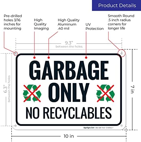 Garbage Only No Recyclables Sign, - Image 3