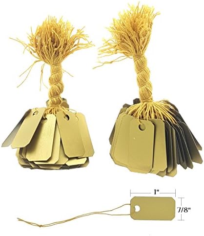 200 Gold Plastic String Tags, Elegant Jewelry Tags Perfect for Gifts or Business (1" x 1/2", Gold) - Image 2