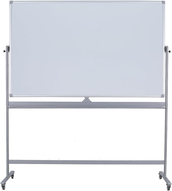 Large Double Sided Whiteboard 72x40 inches on Wheels, Height Adjustable Mobile by DexBoard