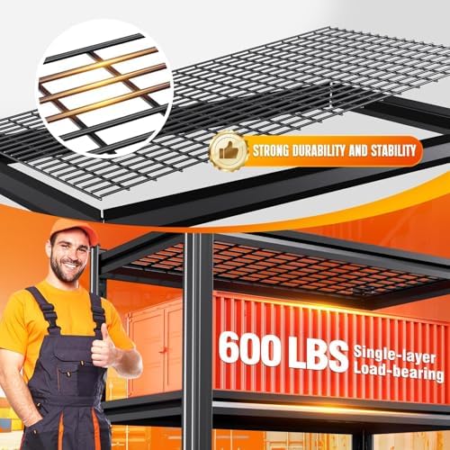 4-Pack Storage Shelves,Adjustable Shelving Unit,5T Metal Garage Shelving ,Heavy Duty Garage Storage Shelves, Quick-Install Wire Shelving Unit Utility Rack Shelf for Warehouse, 78’H*45.6''W*19.7’D - Image 5