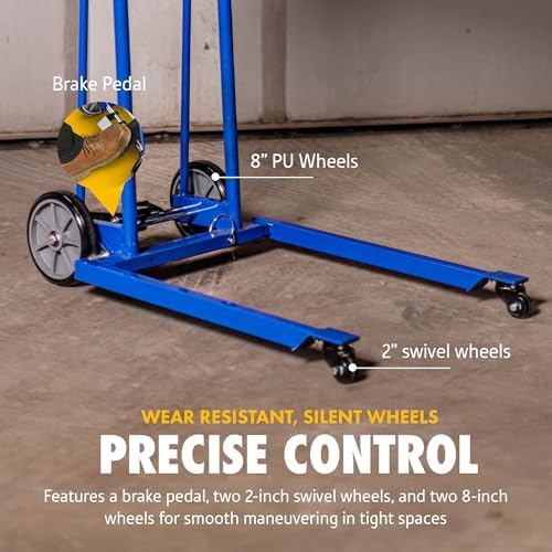 Goodyear Material Lift Winch Stacker, Pallet Truck Dolly, 330 Lbs 40" Max Lift w/ 8" Wheels, Swivel Casters [Patented] - Image 3