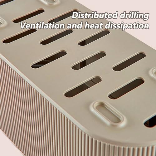 Cable Management Box,Desk Cord Organizer with Groove Cover,Plastic Cord Hider Box,Large Cable Box Organizer,Power Socket Management for TV/Computer/Router/Games Console Cable Storage (Milk Tea) - Image 5