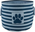 Bone Dry Pet Storage Collection Striped Paw Patch Bin, Dark Navy, Small Round by BoneDry