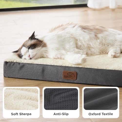 Bedsure Small Dog Bed, Cat Puppy Bed with Comfy Sherpa, 24x16 Inch Grey - Image 4