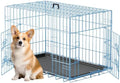 FDW | 30" Foldable Metal Dog Crate | Blue | Cage for Medium Dogs by FDW