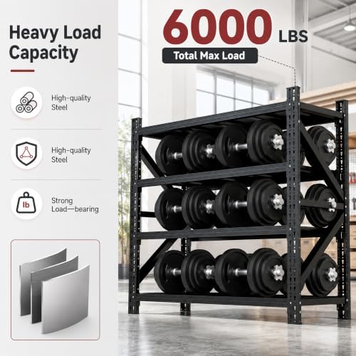 SAWJEC 6000LBS Heavy Duty Metal Garage Shelving Storage Shelves - Image 4