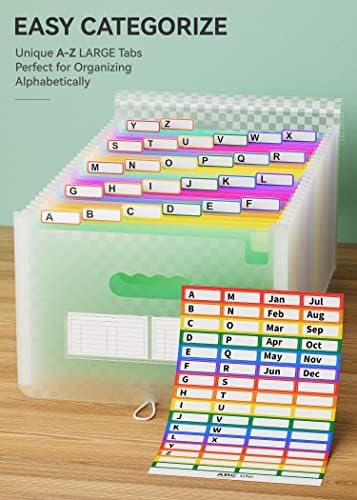 ABC life 26 Pockets Accordion File Organizer, Expanding File Folder, Green - Image 4