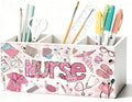 Pink Nurse Pen Holder, Nurses Appreciation Gifts Pencil Holder for Desk, Nurse Office Decor, Nursing Nurses Gifts for Women Wooden Box Sign Decorations for Office Desk Tabletop by Unknown