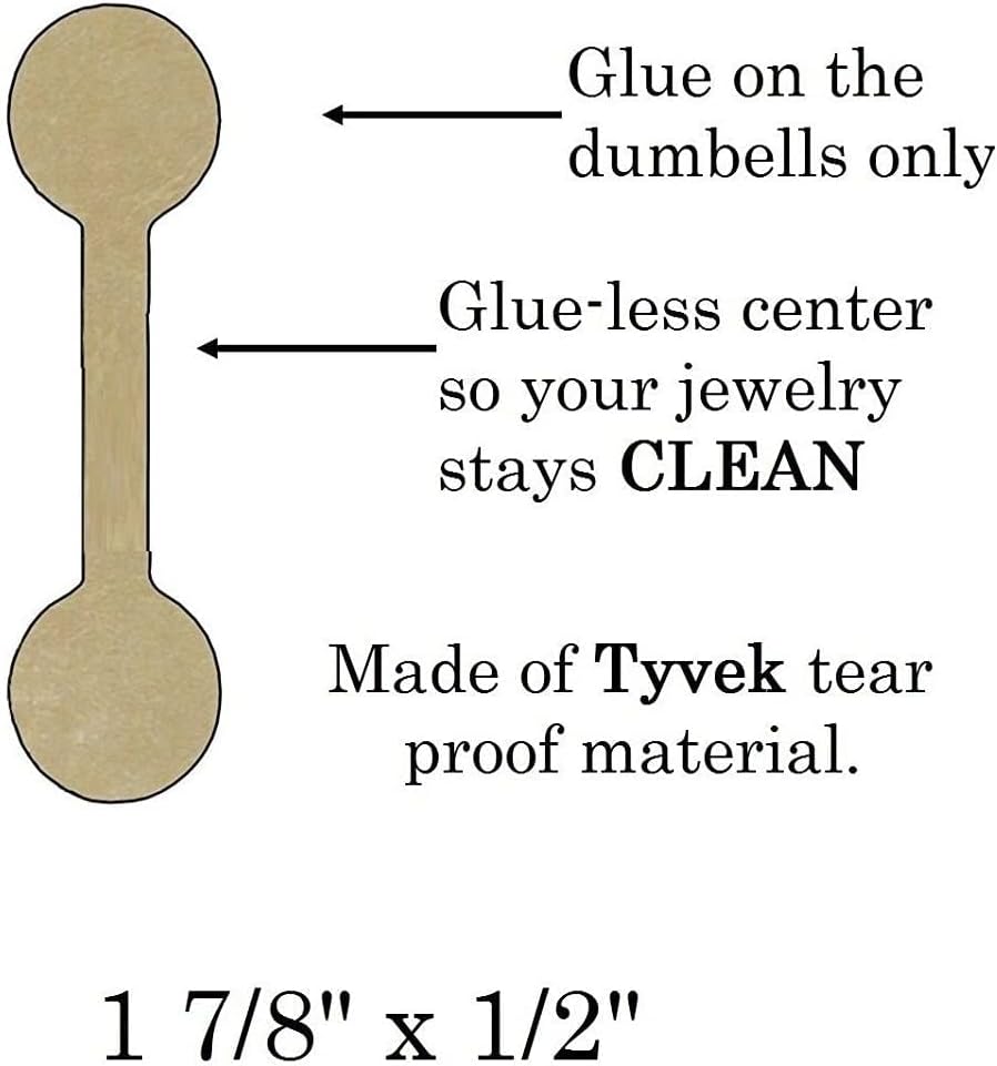 500 Piece Value Pack Jewelry Repair, Price and Identification Tags/Tyvek Self Adhesive Rectangle/Dumbbell/Barbell Jewelry Price Tags (Long - 1 7/8" x 1/2" (47 x 12mm), Gold) - Image 6