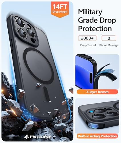 FNTCASE for iPhone 14 Pro Max Case, Fit for Magsafe, Glass Screen Protector - Image 5
