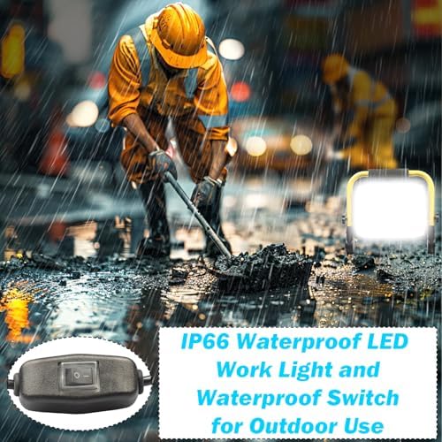 14400LM LED 120W Work Light, Portable Flood Light with 18FT Cord, IP66 Waterproof 5000K Worklight Floodlight for Outdoor, Job Site Workshop Garage Construction Site Lighting - Image 3