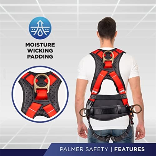 Palmer Safety Hammerhead 5pt Safety Harness Back Padded, QCB Chest, Tongue Buckel Legs Straps, Back & Side D-Rings - Image 3