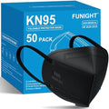 Funight KN95 Face Masks 50 Pack 5-Ply Breathable Filter Disposable Face Masks Black by Funight