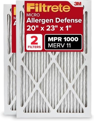 Filtrete 20x23x1 AC Furnace Air Filter, MERV 11, MPR 1000, Micro Allergen Defense, 3-Month Pleated 1-Inch Electrostatic Air Cleaning Filter, 2 Pack by Filtrete