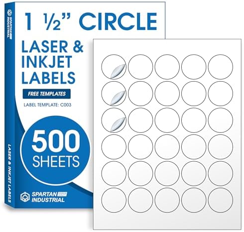1.5" Sticker Labels for Laser & Inkjet, Spartan Industrial Template C003 by SpartanIndustrial