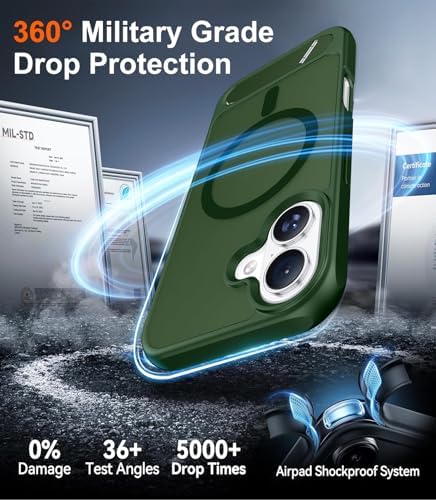 Temdan Designed for iPhone 17 Case, [Built-in Invisible Kickstand][Compatible with MagSafe][Military Grade Shockproof] Slim Translucent Matte Phone Case for iPhone 17 6.3 inch (Forest Green) - Image 4