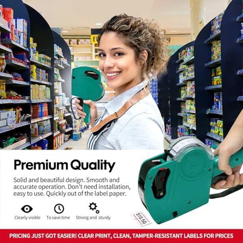 MX5500 Pricing Tag Gun with 5500 pcs Sticker Labels & 3Extra Inker, 8 Digits Tag Maker for Retail Shop, Grocery Store (Green) - Image 4