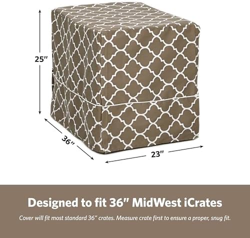 Midwest Homes for Pets Dog Crate Cover with Teflon Fabric Protector, Poly-Cotton Privacy Kennel Cover Fits Most 36-Inch Crates, Brown Designer Print, Washable, Reduces Barking - Image 6