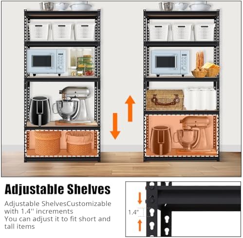 Takywep Heavy Duty Storage Shelves 36" x 18" x 72", 5 Tier Durable Metal Construction, Adjustable Shelving, Storage Utility Rack Shelf Unit for Garage, Kitchen, Warehouse - Image 5