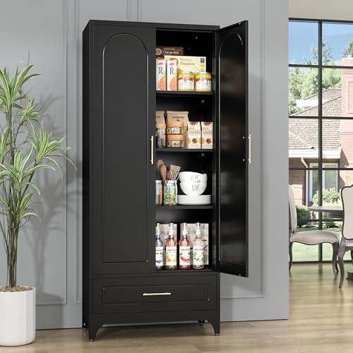 SteeLoong 75” Kitchen Pantry Cabinet, Metal Storage Cabinet with Drawer - Image 4