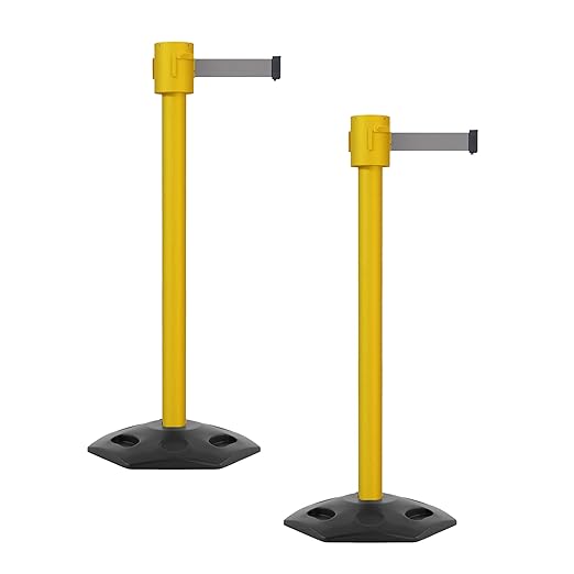 Montour Line MSR760 Set of 2 Retractable Belt Barrier Stanchion, Rubber Base by Montour+Line