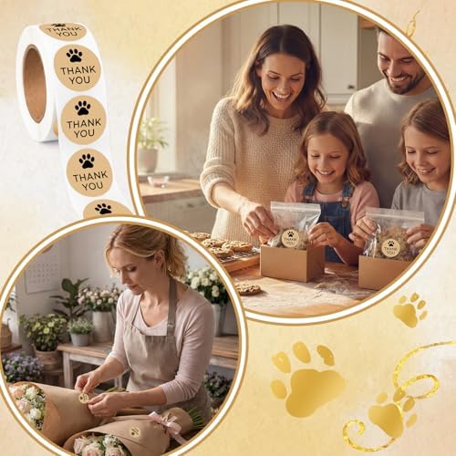 500 Pcs Thank You Dog Stickers Dog Paw Print Thank You Stickers for Shipping Mailers, Bags, Boxes, Tags, Greeting Cards, Present for Sealing and Decoration(Brown) - Image 6