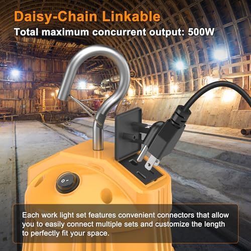 LED Temporary Work Light 80W 64W 48W Adjustable, Linkable Construction Lights 4500K 5000K 5700K Tunable, 11200LM ETL Portable Hanging Work Lighting Workshop Jobsite Light Outdoor - Image 6