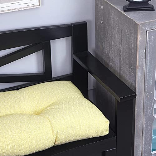 Klear Vu The Gripper Non-Slip Tufted Bench Cushion for Indoor Furniture, Assembled in USA, Entryway Storage, Bay Window, Corner Nook or Piano Seat, 27 Inches, Solid Yellow - Image 2