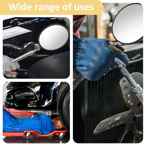 Telescoping Inspection Mirror, 360 Rotation Flexible Inspection Mirror Circular Inspection Mirror with Retractable Handle Round Inspection Mirrors for Checking Vehicle Condition(Dia-4 Inch) - Image 6