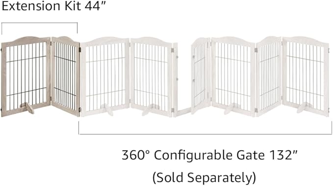 unipaws 44" Wide Dog Gate and Extension Kit, Free Standing Pet Gate, Wooden Dog - Image 5
