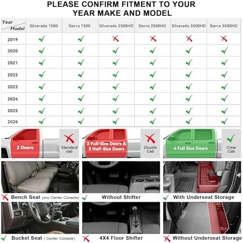 Floor Mats for 2019-2026 Chevy Silverado GMC Sierra 1500 Crew Cab, Chevrolet Silverado/Sierra 2500 HD/3500 HD Crew Cab TPE All Weather Protection Car Floor Liners Accessories - Image 2