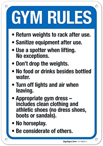 Gym Rules Return Weights to Rack After Use Sanitize Equipment After Use by SigoSigns