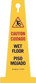 SmartSign 4-Sided Bilingual Caution Wet Floor Cone Sign by SmartSign