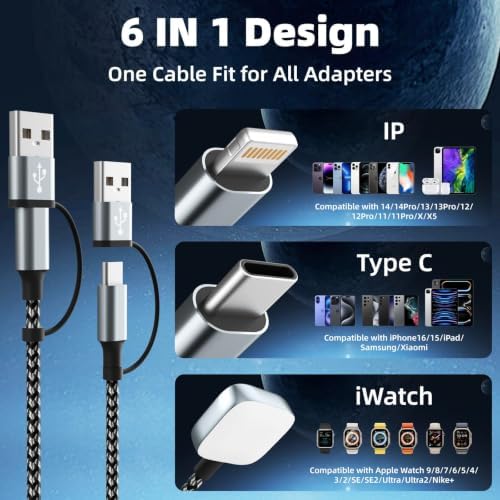Travel Essentials 3 in 2 Multi Charging Cable for iWatch Charger/iPhone17-8 - Image 3