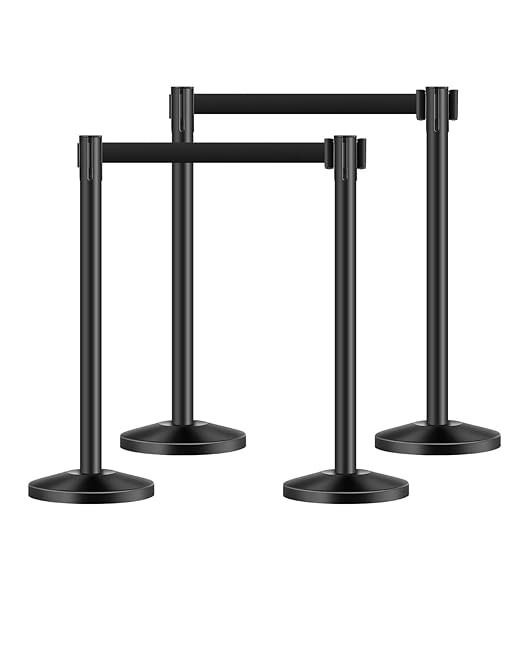 VEVOR Stanchion Post, Carbon Steel Black Stanchions Queue by VEVOR