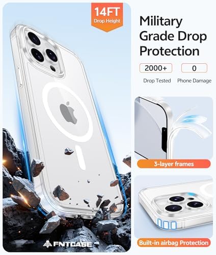 FNTCASE for iPhone 13 Pro Max Case Clear, Fit for Magsafe, Anti Yellowing - Image 5