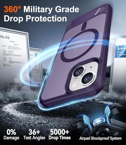 Temdan Magnetic Compatible with iPhone 15 Case, [Built-in Invisible Kickstand][Compatible with MagSafe] [Military Grade Shockproof] Slim Translucent Matte Phone Case for iPhone 15 6.1" - Image 3