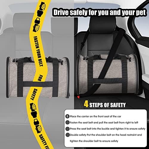 Cat Carrying Case - Pet Carrier Airline Approved, Protable and Breathable Pet Travel Carrier Removable Fleece Pad, Collapsible Cat Carrier Dog Carrier for Medium Cats Small Cats Dogs (X-L Grey&Black) - Image 5