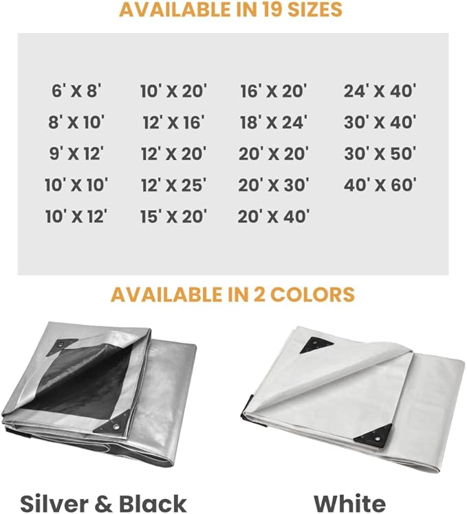 WHITEDUCK Super Heavy Duty Poly Tarp Cover 16 Mil & 10 Mil - Image 6
