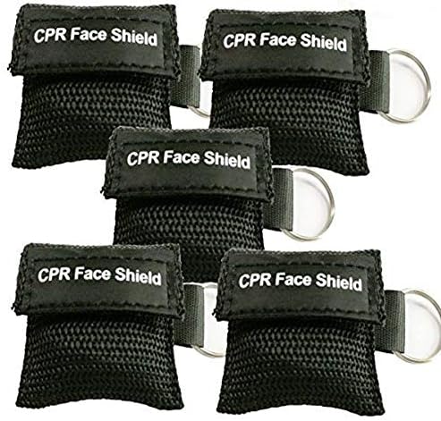 Pack of 5pcs CPR Face Shield Mask Keychain Ring Emergency Kit CPR Face Shields for First Aid or CPR Training (Black-5) by LSIKA-Z
