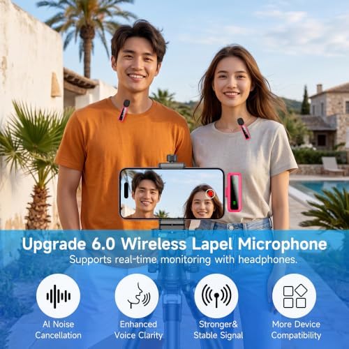 Wireless Lavalier Mic for iPhone, Android, PC, Live Stream, Vlog (rose） - Image 5