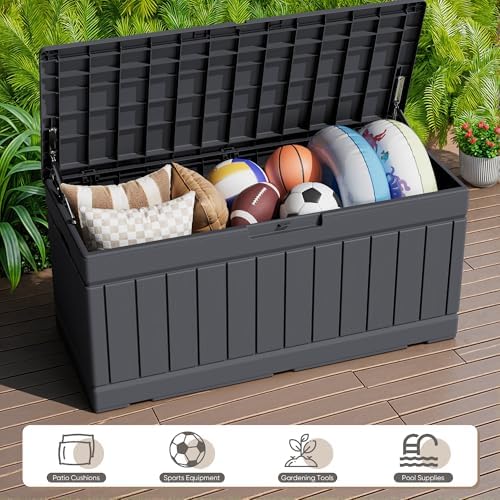 JUMMICO 78 Gallon Deck Box Waterproof Resin Outdoor Storage Box - Image 6