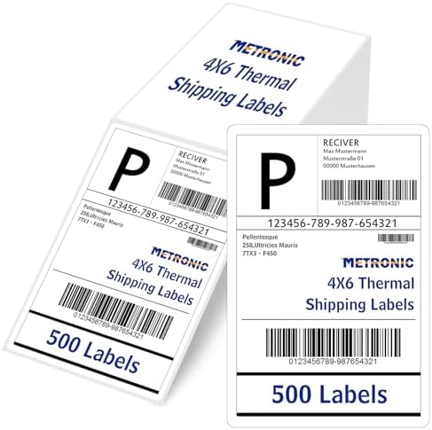 METRONIC Shipping Labels 4x6 500 PCS Fanfold Direct Thermal Labels by METRONIC